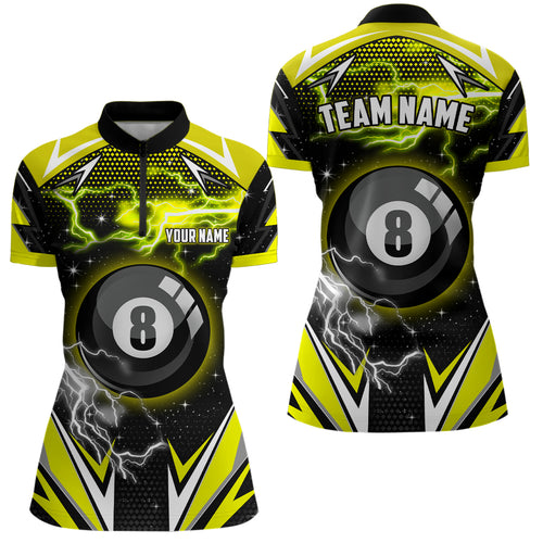 8 Ball Pool Billiard Jerseys Custom Yellow Women Quarter-Zip, Team League Billiard Shirts TDM0560