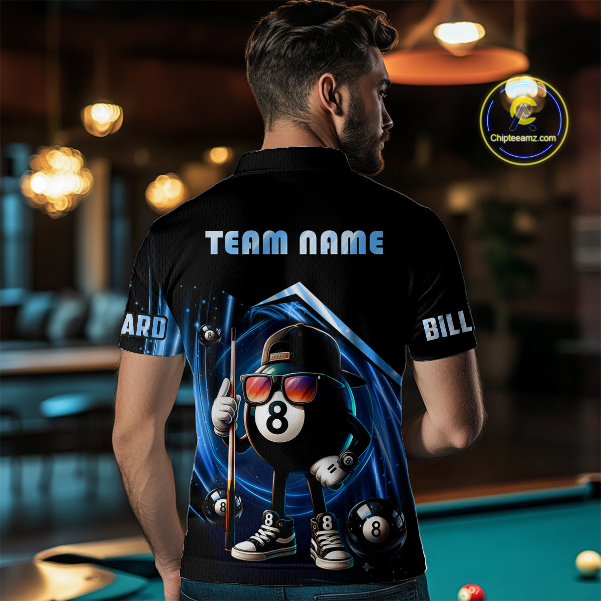 Blue Funny 8 Ball Billiard Shirt For Men Custom Pool Team Shirt, Billiard Jersey Polo & 1/4 Zip TDM5205