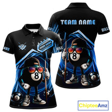 Load image into Gallery viewer, Blue Funny 8 Ball Billiard Shirt For Women Custom Pool Team Shirt, Billiard Jersey Polo &amp; 1/4 Zip TDM5205