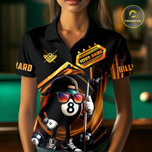 Load image into Gallery viewer, Orange Funny 8 Ball Billiard Shirt For Women Custom Pool Team Shirt, Billiard Jersey Polo &amp; 1/4 Zip TDM5206