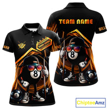 Load image into Gallery viewer, Orange Funny 8 Ball Billiard Shirt For Women Custom Pool Team Shirt, Billiard Jersey Polo &amp; 1/4 Zip TDM5206