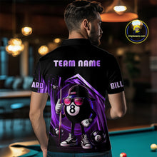 Load image into Gallery viewer, Purple Funny 8 Ball Billiard Shirt For Men Custom Pool Team Shirt, Billiard Jersey Polo &amp; 1/4 Zip TDM5207