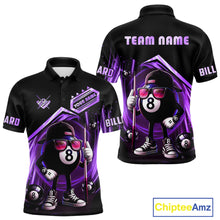 Load image into Gallery viewer, Purple Funny 8 Ball Billiard Shirt For Men Custom Pool Team Shirt, Billiard Jersey Polo &amp; 1/4 Zip TDM5207