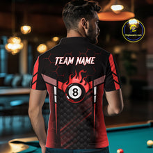 Load image into Gallery viewer, Personalized Red 8 Ball Flame Billiard Polo &amp; Quarter Zip For Men, 8 Ball Pool Team Jersey TDM5732