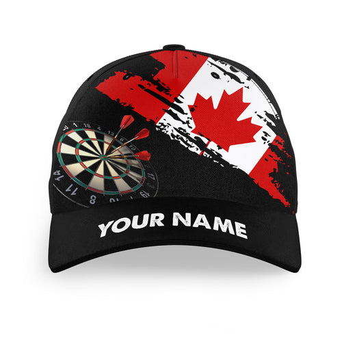 Personalized Grunge Canada Flag Dart Hats Custom Name Patriotic Canadian Darts Baseball Caps TDM1450