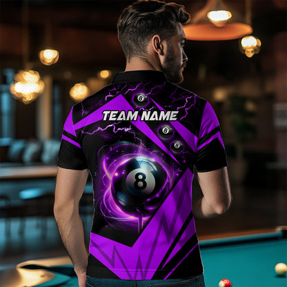 Purple 8 Ball Pool Billiard Jersey For Men Custom Billiard Polo Shirts Team League Billiard Shirts TDM1448