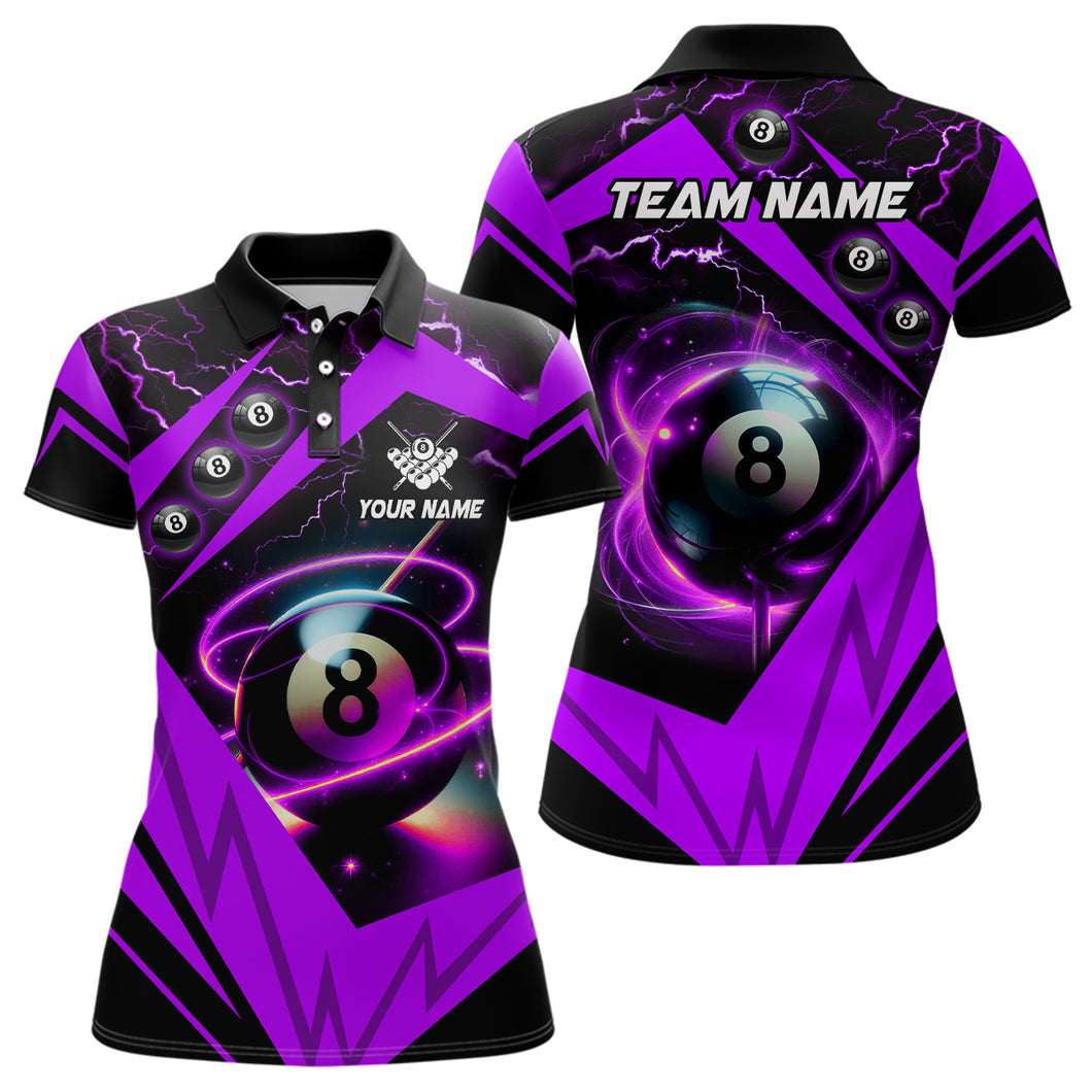 Purple 8 Ball Pool Billiard Jersey For Women Custom Billiard Polo Shirts Team League Billiard Shirts TDM1448