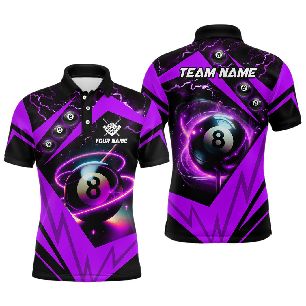 Purple 8 Ball Pool Billiard Jersey For Men Custom Billiard Polo Shirts Team League Billiard Shirts TDM1448