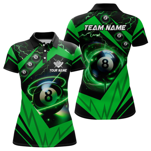 Green 8 Ball Pool Billiard Jersey For Women Custom Billiard Polo Shirts Team League Billiard Shirts TDM1449