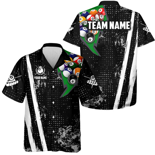 Personalized Retro Grunge Hawaiian Billiard Shirts, Pool Team Jerseys For Men & Women | Green TDM4001