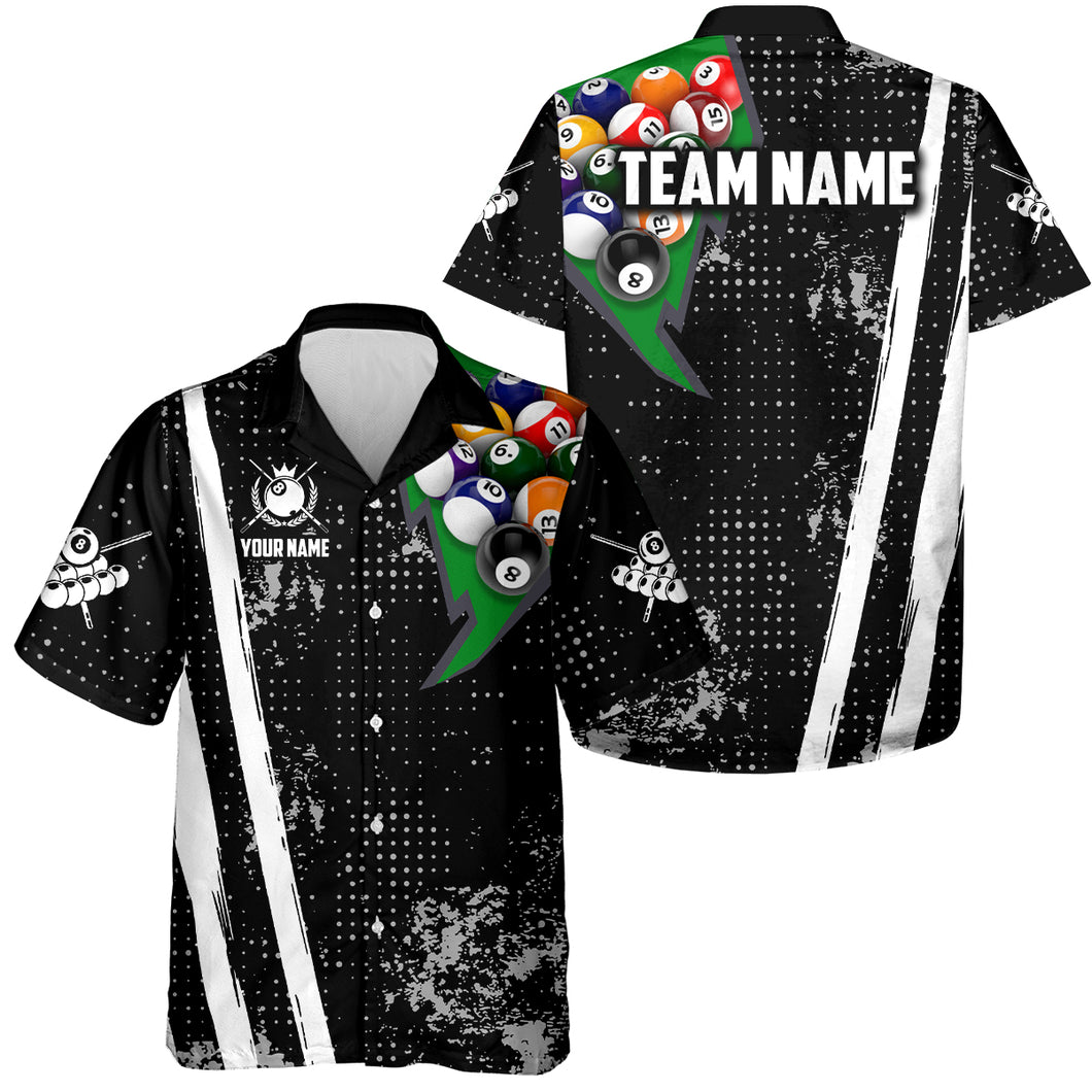 Personalized Retro Grunge Hawaiian Billiard Shirts, Pool Team Jerseys For Men & Women | Green TDM4001