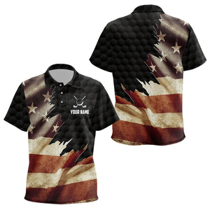 Retro American Flag Kid Golf Polo Shirts Custom Patriotic Golf Shirts For Kid Best Golf Gifts TDM1822