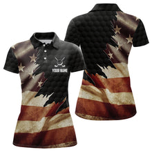 Load image into Gallery viewer, Retro American Flag Womens Golf Polo Shirts Custom Patriotic Golf Shirts For Ladies Best Golf Gifts TDM1822