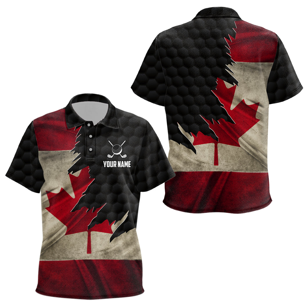 Retro Canada Flag Kid Golf Polo Shirts Custom Canadian Patriotic Golf Shirts For Kid Golf Gifts TDM1823