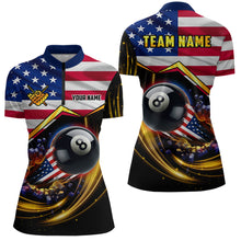 Load image into Gallery viewer, American Flag 8 Ball Pool Billiard Shirts For Women Custom Patriotic 4Th Of July Billiard Jerseys TDM1824