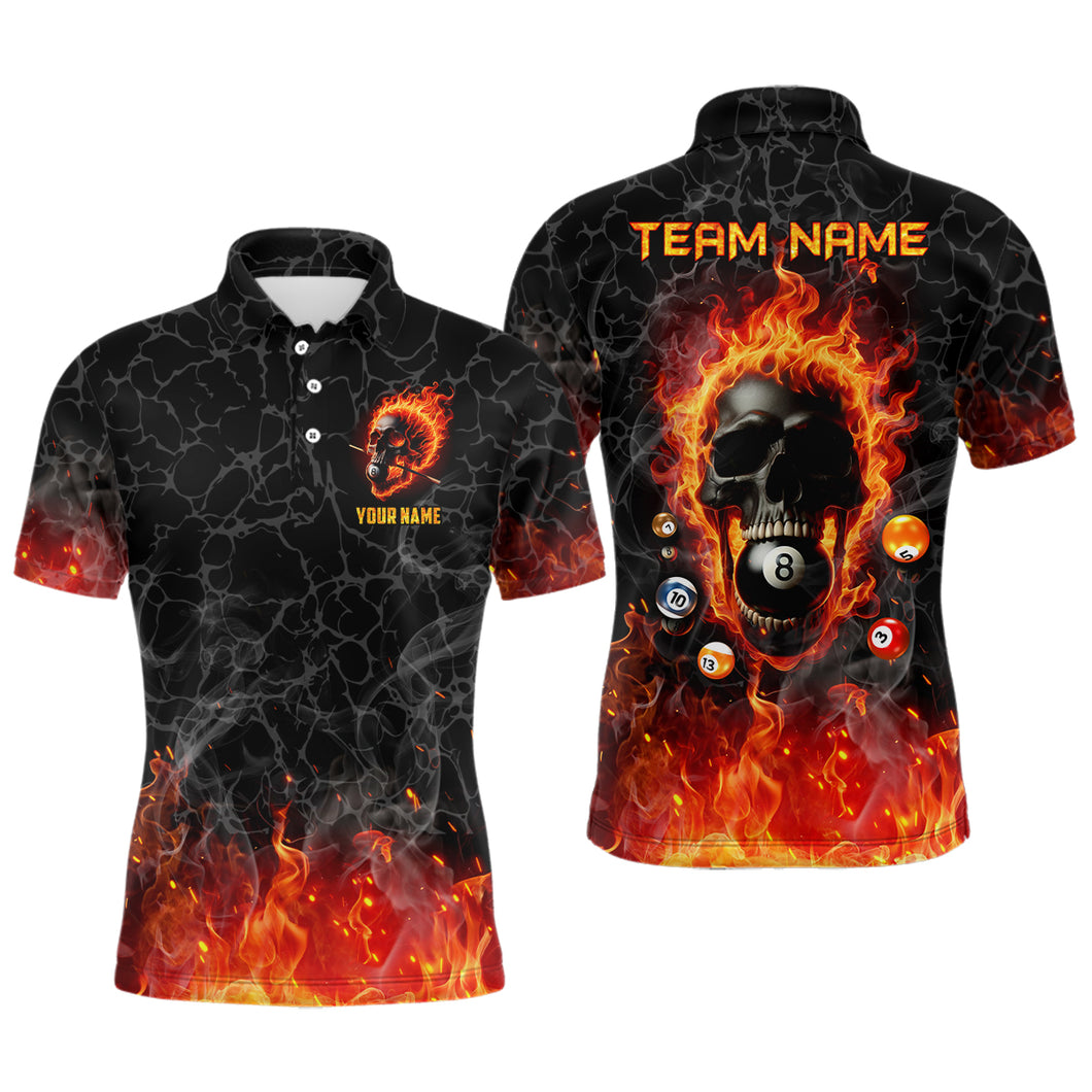 Billiards 8 Ball Flame Skull Fire Custom Pool Shirts For Men, Unique Team League Billiard Jerseys TDM1826