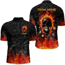 Load image into Gallery viewer, Billiards 8 Ball Flame Skull Fire Custom Pool Shirts For Men, Unique Team League Billiard Jerseys TDM1826