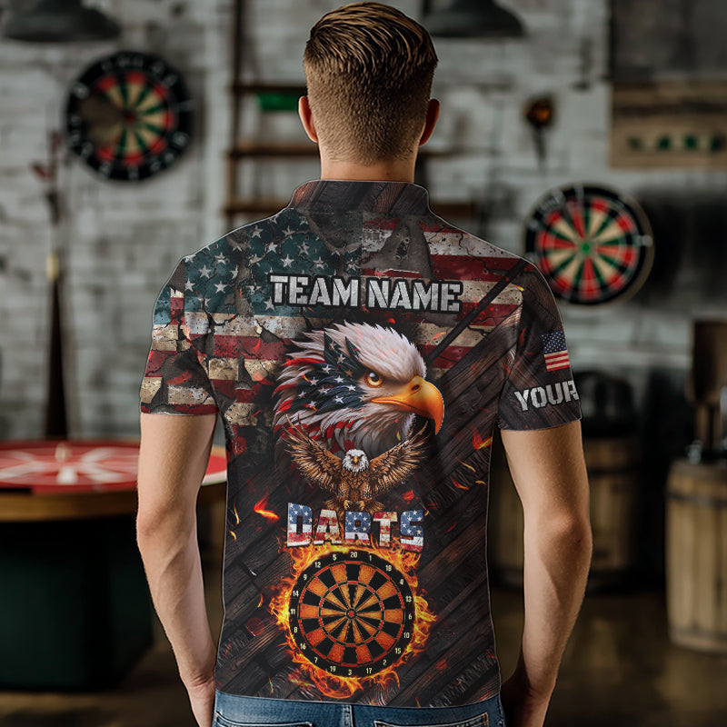American Flag 3D Dartboard Fire Flame Custom Eagle Darts Shirt For Men, Patriotic Darts Team Jersey TDM1828