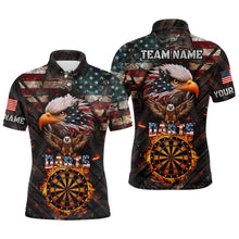 Load image into Gallery viewer, American Flag 3D Dartboard Fire Flame Custom Eagle Darts Shirt For Men, Patriotic Darts Team Jersey TDM1828