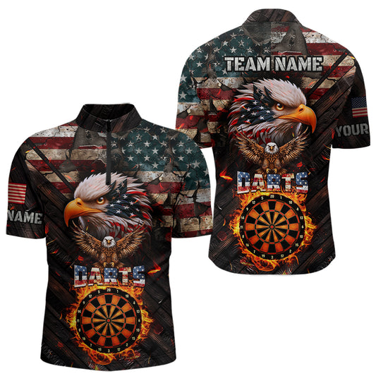 American Flag 3D Dartboard Fire Flame Custom Eagle Darts Shirt For Men, Patriotic Darts Team Jersey TDM1828