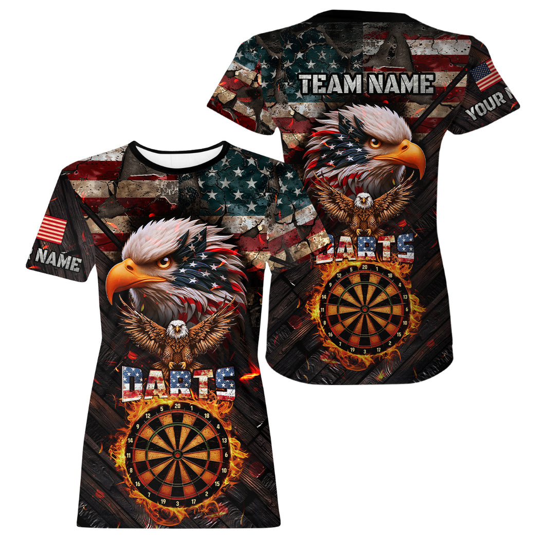 American Flag 3D Dartboard Fire Flame Custom Eagle Darts T Shirt For Women, Patriotic Darts Jersey TDM1828