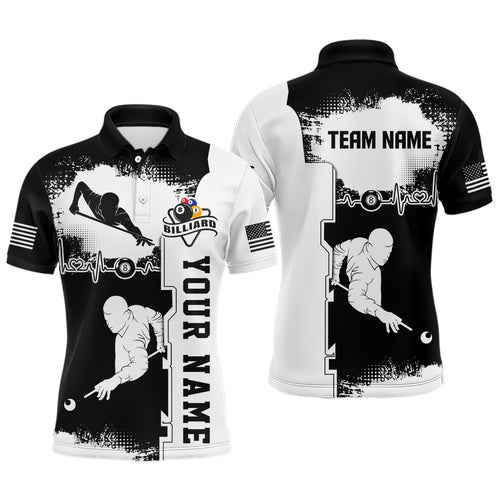 Personalized Billiard Ball 8 Pool Player Polo Shirts For Men, Custom Team Billiard Polo Shirts TDM0113
