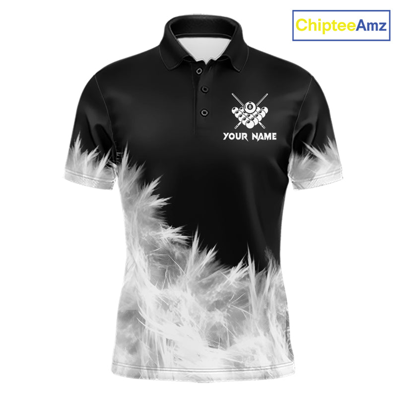 Black And White 8 Ball Pool Icy Billiard Polo & 1/4 Zip Shirts For Men Custom Billiard Team Jersey TDM7512
