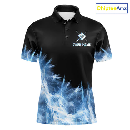 Blue 9 Ball Pool Icy Billiard Polo & Quarter Zip Shirts For Men Custom Billiard Team Jersey TDM7513