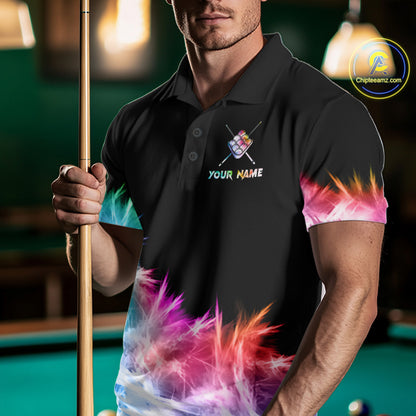 Colorful 9 Ball Pool Icy Billiard Polo & Quarter Zip Shirts For Men Custom Billiard Team Jersey TDM7514