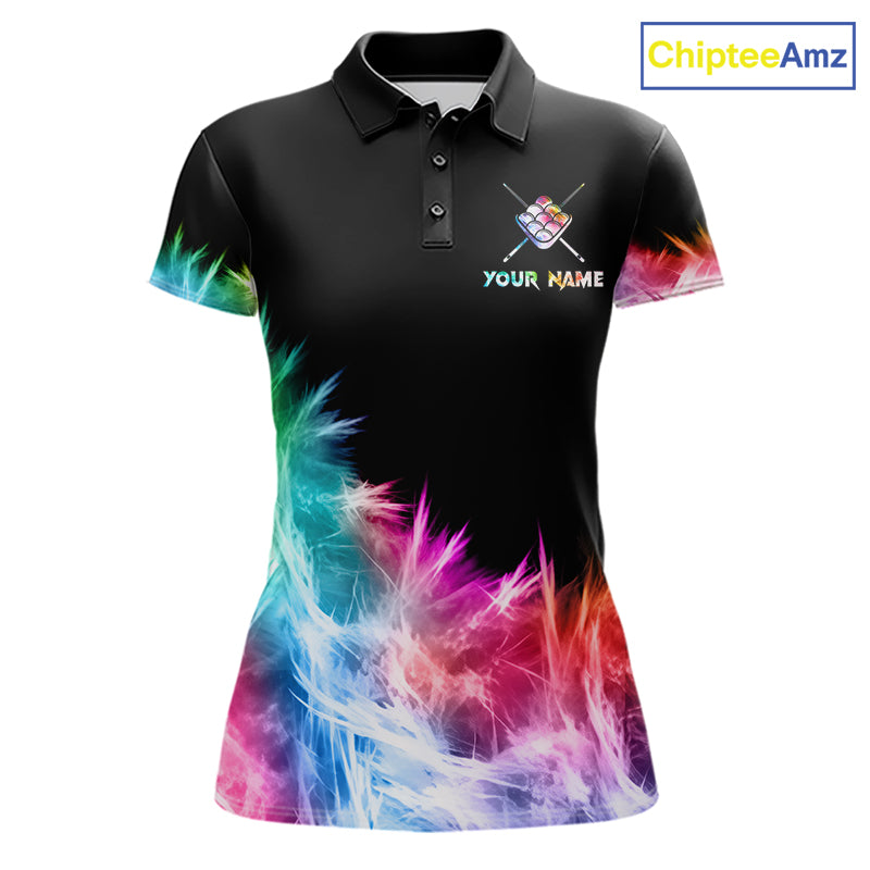 Colorful 9 Ball Pool Icy Billiard Polo & Quarter Zip Shirts For Women Custom Billiard Team Jersey TDM7514