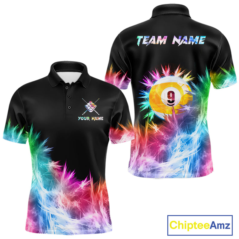 Colorful 9 Ball Pool Icy Billiard Polo & Quarter Zip Shirts For Men Custom Billiard Team Jersey TDM7514