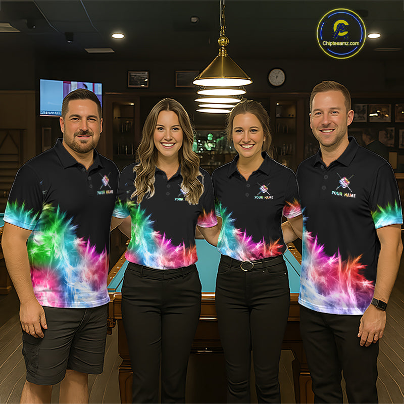 Colorful 9 Ball Pool Icy Billiard Polo & Quarter Zip Shirts For Men Custom Billiard Team Jersey TDM7514