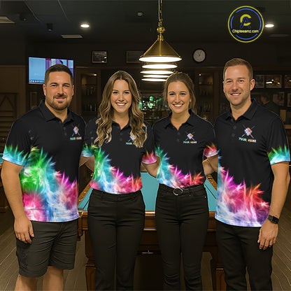 Colorful 9 Ball Pool Icy Billiard Polo & Quarter Zip Shirts For Men Custom Billiard Team Jersey TDM7514