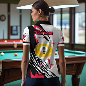 Personalized Billiard 8 Ball & 9 Ball Pool Shirts For Women Custom Billiard Team Jerseys | Red TDM3431