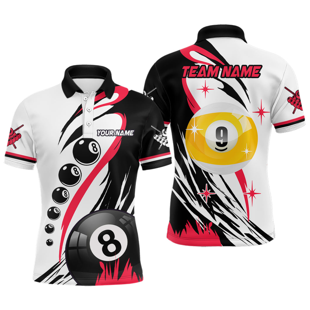 Personalized Billiard 8 Ball & 9 Ball Pool Shirts For Men Custom Billiard Team Jerseys | Red TDM3431