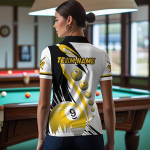 Personalized Billiard 8 Ball & 9 Ball Pool Shirts For Women Custom Billiard Team Jerseys | Yellow TDM3432