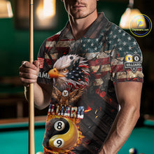 Load image into Gallery viewer, American Flag 8 &amp; 9 Ball Yin-Yang Fire Custom Eagle Billiard Shirt For Men, Pool Team Jersey TDM5933