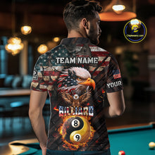 Load image into Gallery viewer, American Flag 8 &amp; 9 Ball Yin-Yang Fire Custom Eagle Billiard Shirt For Men, Pool Team Jersey TDM5933