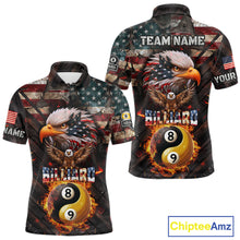 Load image into Gallery viewer, American Flag 8 &amp; 9 Ball Yin-Yang Fire Custom Eagle Billiard Shirt For Men, Pool Team Jersey TDM5933