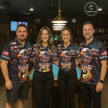 Load image into Gallery viewer, American Flag 8 &amp; 9 Ball Yin-Yang Fire Custom Eagle Billiard Shirt For Men, Pool Team Jersey TDM5933