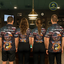 Load image into Gallery viewer, American Flag 8 &amp; 9 Ball Yin-Yang Fire Custom Eagle Billiard Shirt For Men, Pool Team Jersey TDM5933