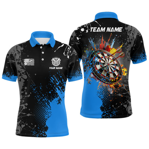 Personalized Paint Blue 3D Dartboard Men Darts Polo Shirts Custom Dart Jerseys Attire For Team TDM1248