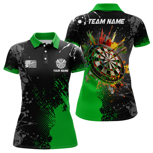 Personalized Paint Green 3D Dartboard Women Darts Polo Shirts Custom Dart Jerseys Attire For Team TDM1249