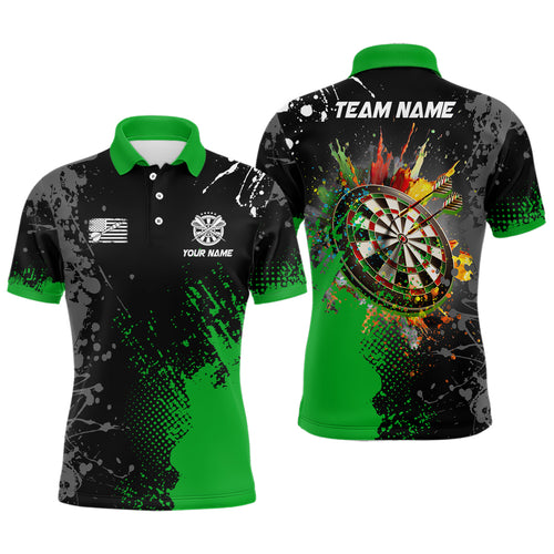 Personalized Paint Green 3D Dartboard Men Darts Polo Shirts Custom Dart Jerseys Attire For Team TDM1249