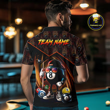 Load image into Gallery viewer, Orange Funny 8 Ball Pool Billiard Shirt For Men Custom Flame Billiard Team Jersey Polo &amp; 1/4 Zip TDM6347