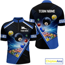 Load image into Gallery viewer, Customized Blue Thunder Lightning Strike Billiard Shirt For Men, Billiard Team Shirt Pool Jerseys TDM4009