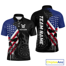 Load image into Gallery viewer, Grunge American Flag Skull Darts Shirt For Men Custom Patriotic Darts Team Jerseys Polo &amp; 1/4 Zip TDM4197