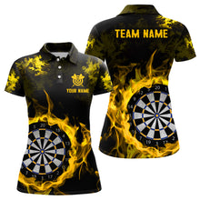 Load image into Gallery viewer, Fire Flame Yellow Dartboard Women Dart Polo/ Quarter-Zip Shirt Custom Dart Shirt For Team Dart Jersey TDM2031