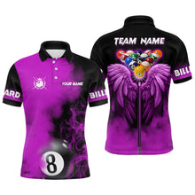 Load image into Gallery viewer, Personalized Purple Billiard Wings Pool Shirts For Men Custom Funny Billiard Balls Pool Jerseys TDM2243