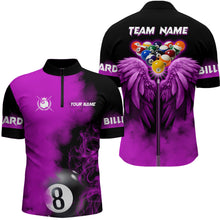 Load image into Gallery viewer, Personalized Purple Billiard Wings Pool Shirts For Men Custom Funny Billiard Balls Pool Jerseys TDM2243